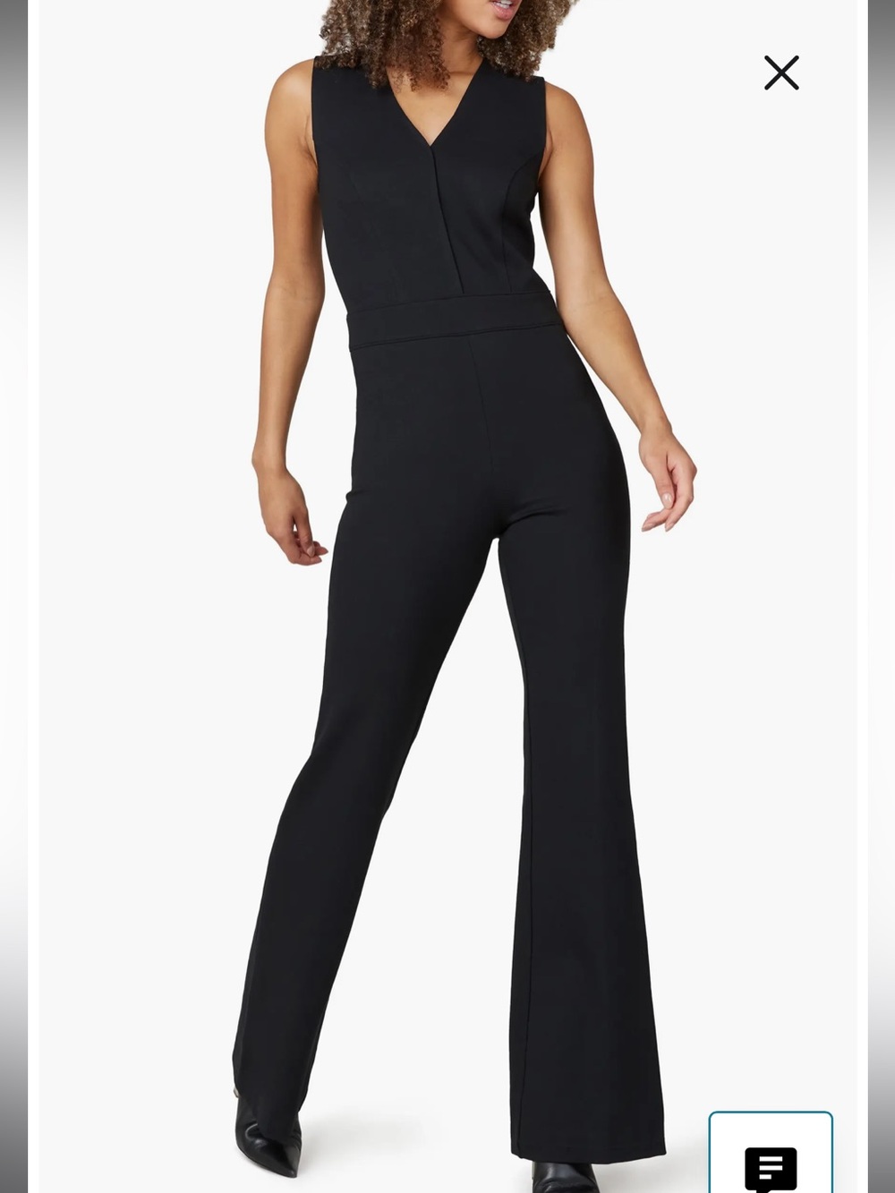 SPANX 20383T The Perfect Jumpsuit Black V Neck Flare Leg Sleeveless Sz 2X Tall